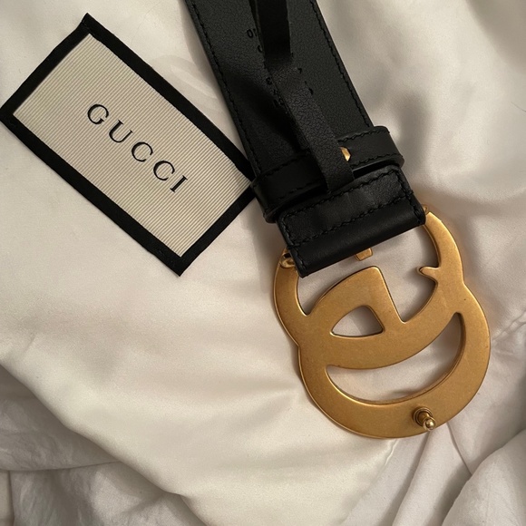 COPY - Gucci Black Leather Belt with Gold Double G Buckle - Picture 7 of 9